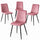 Set 4 Sedie Piedi Neri e Seduta Ergonomica con Rivestimento in Velluto Rosa