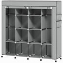 Armadio Portatile 166x42,5x167 cm con Ruote 10 Scomparti e 2 Barre Appendiabiti in Tessuto non Tessuto e Acciaio Grigio Scuro      