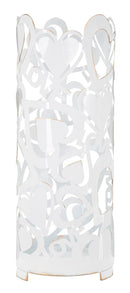 Porta Ombrelli Bianco Heart Ø21x55 cm in Ferro Bianco e Oro