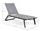 Set 4 Lettini Prendisole da Giardino 67x194x95h cm Cruise con Ruote Antracite 
