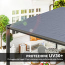 Gazebo da Giardino Estensibile 295-560x295x275 cm Copertura in Poliestere UPF30+ con Ruote Grigio  