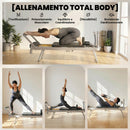 Reformer Pilates Pieghevole 195x56x88 cm con 2 Bande Elastiche in Acciaio e PU Bianco      