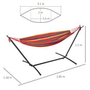 Amaca da Giardino Autoportante 285x118x110 cm in Acciaio e Cotone Multicolor