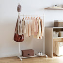 Appendiabiti da Terra 86x43x171 cm Portata 9 kg con Ruote 5 Ganci e Ripiano Inferiore Porta Scarpe in Metallo Bianco      