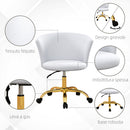 Sedia da Ufficio Design Moderno con Seduta Girevole e Rivestimento in Tessuto Teddy Bianco e Oro   