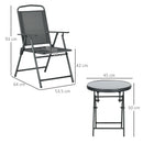 Set 3 Pezzi da Giardino con 2 Sedie 53,5x64x93 cm e Tavolino da Caffè Ø45x50 cm in Metallo Grigio Scuro      