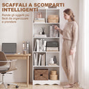 Libreria Moderna a 6 Ripiani 60x23,6x170 cm con Divisori in Pannello Truciolare Bianco      