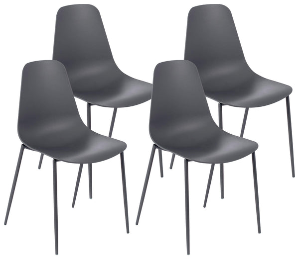Lot de 4 Chaises 49x48,5x88 cm en Polypropylène Gris Foncé prezzo