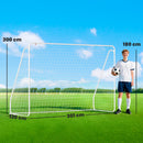 Porta da Calcio per Giardino 301x120x200 cm con 6 Picchetti a U in PE e Metallo Epossidico Bianco      