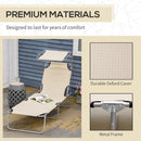 Lettino Prendisole da Giardino Pieghevole 187x58x36 cm in Metallo e Tessuto Oxford Beige