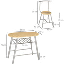 Set Tavolo e 2 Sedie  da Giardino in MDF e Acciaio Argento
