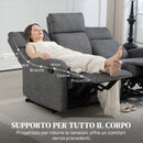 Divano 3 Posti Reclinabile in maniera Indipendente 179x91x98 cm con Rivestimento in Ciniglia Grigio   
