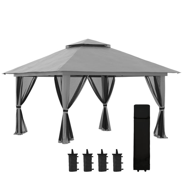 Gazebo da Giardino Pieghevole 392x392x283 cm in Acciaio e Tessuto Oxford Grigio sconto