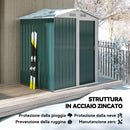 Casetta Box Da Giardino 152x132x188 cm con Tetto Inclinato e 4 Prese d'Aria in Acciaio Verde  