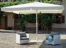 Ombrellone Telescopico da Giardino 4x4 m Palo Ø67 mm in Alluminio con Manovella Vorghini ConTract Bianco e Ecrù