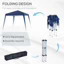 Gazebo Pieghevole da Giardino  con Struttura  Antivento 2,4x2,4m in Acciaio e Corde Blu