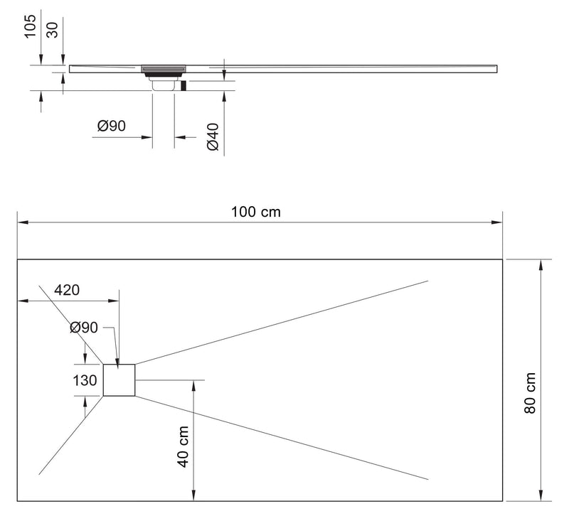 Piatto Doccia in Pietra 80x100 cm Pedrinelli Ardesia Stone Side Tortora Seconda Scelta