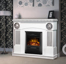 Camino Elettrico da Pavimento 105x120x33 cm Effetto Fiamma 2000W Prometeu & Cristina Bianco/nero
