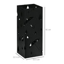 Portaombrelli con 4 Ganci e Vaschetta Raccogligocce 15,5x15,5x41 cm in Metallo Nero