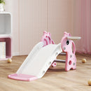 Scivolo per Bambini 1-3 Anni 106x51,5x52 cm con Scaletta Canestro da Basket e Pallone Design Giraffa in PP e PE Rosa      