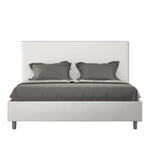 Letto Matrimoniale con Testata e Alzata Comoda Imbottito in Similpelle Focus Bianco Varie Misure