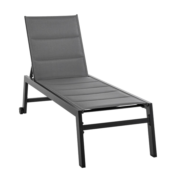 sconto Bain de soleil de jardin 72x168x102 cm en aluminium et textilène gris