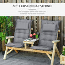 Set 2 Cuscini per Poltrona da Giardino  50x129x9 cm  in Poliestere Grigio Scuro