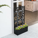 Fioriera con Spallier 61x23x113 cma per Rampicanti Montaggio a Parete o a Terra in Acciaio Nero      
