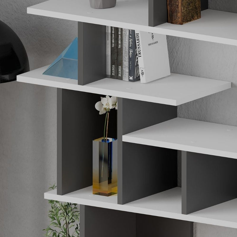 Libreria design 120x29,2x149 cm Apollon bianco antracite