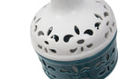 Vaso Lilium Basso Ø19x24 cm Porcellana Bianco e Blue