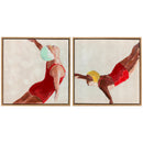 Set di 2 Quadri su Tela 40x40 cm Design Moderno Stampa Artistica da Parete con Ganci Inclusi Rosso      