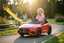 Macchina Elettrica per Bambini 12V Licenza Ufficiale Mercedes CLE53 Sedile in Pelle Rosso