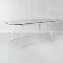 Tavolo Allungabile 140/170/200x90x76 cm in Metallo con Top in Ceramica su Vetro Bianco