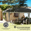 Gazebo da Giardino 596x300x270 cm per 12-18 Persone in Metallo e Tessuto Oxford Grigio   