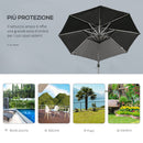 Ombrellone da Giardino Decentrato Ø3m inAlluminio e Poliestere Grigio Scuro