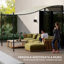 Gazebo Pergola Addossata Ricurva 248x298x200-250 cm con 16 Fori di Drenaggio Bianco Crema   