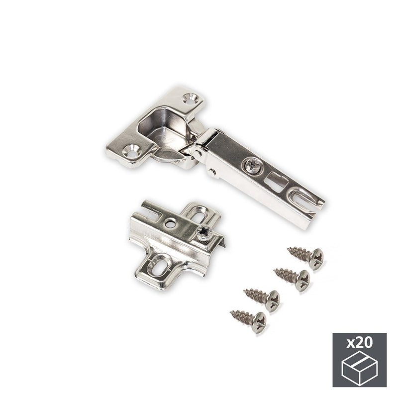 Cerniera a Scodellino 35 mm Collo Dritto 110º Basetta a Vite 20 Pezzi Emuca