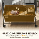 Gabbia per Conigli 75x46x94,5 cm a 4 Livelli con Piattaforme Rampe Ruote Serbatoio Acqua e Vassoio Rimovibile in Acciaio Nero      