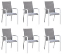 Set Tavolo Allungabile e 6 Sedie da Giardino in Alluminio e Textilene Bianco