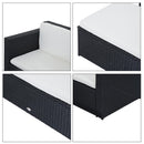 Set Salotto da Giardino in Rattan Sintetico Divano e Poggiapiedi con Cuscini Nero 