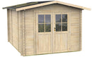 Casetta Box da Giardino per Attrezzi 250x250 cm con Porta Doppia Finestrata in Legno Naturale
