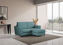 Divano 2 Posti con Pouf 152x155x85 cm Yasel in Tessuto Petrolio