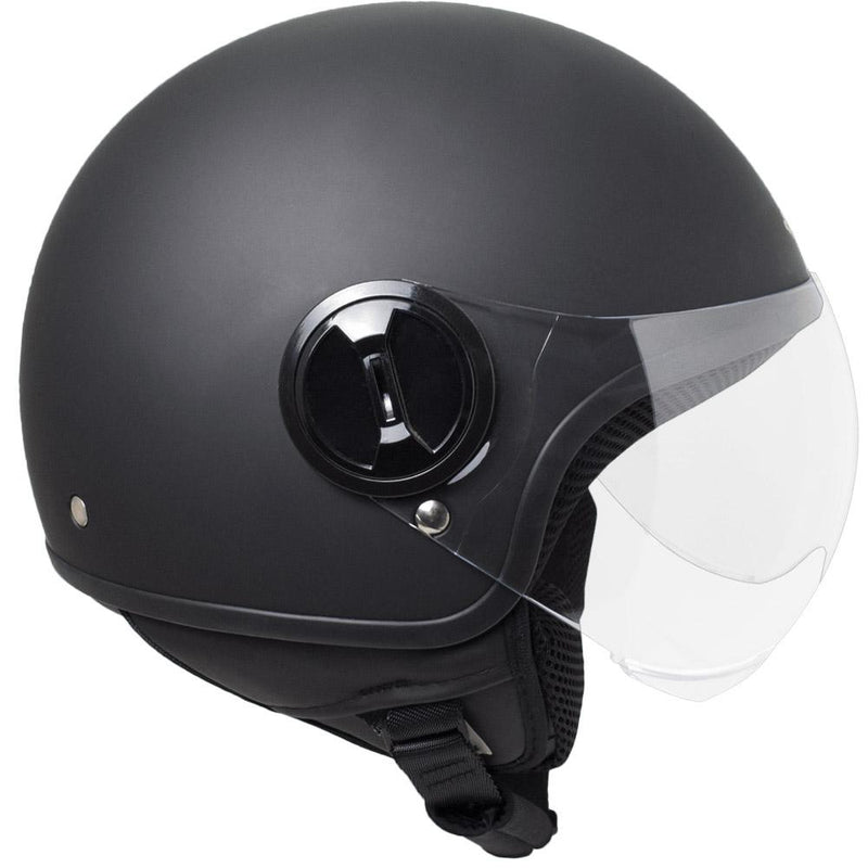 Casco Demi-Jet per Scooter Visiera Sagomata SKA-P 1 WH Wolli Nero Gommato 