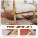 Poltrona a Dondolo 90°-130° 64,5x82x89 cm con Cuscino Lombare in Tessuto Sherpa Bianco  