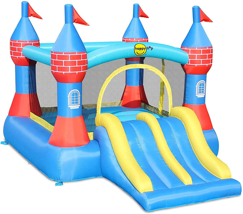 Castello Giostra Gonfiabile Doppio Scivolo con Pompa Happy Hop