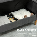 Divano 2 Posti con Spazio Contenitore e 2 Cuscini 140x63x79 cm Grigio   