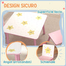 Set Tavolino e 2 Sedie per Bambini 3-8 Anni in MDF Fantasia con Animali Rosa      