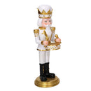 Soldatino Schiaccianoci in resina con tamburo bianco e oro cm 12x11,54xh31