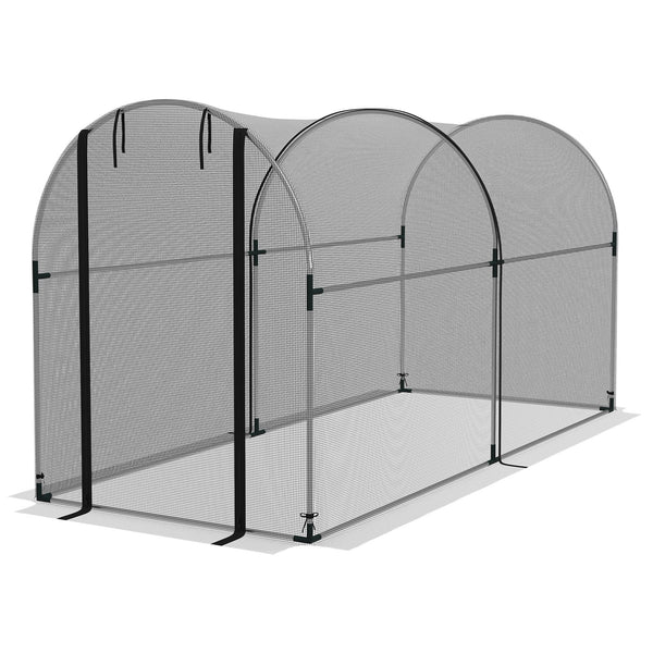 Serra per Piante con Rete a Tunnel 1,2x3x1,5m con Porta a Cerniera Nero acquista
