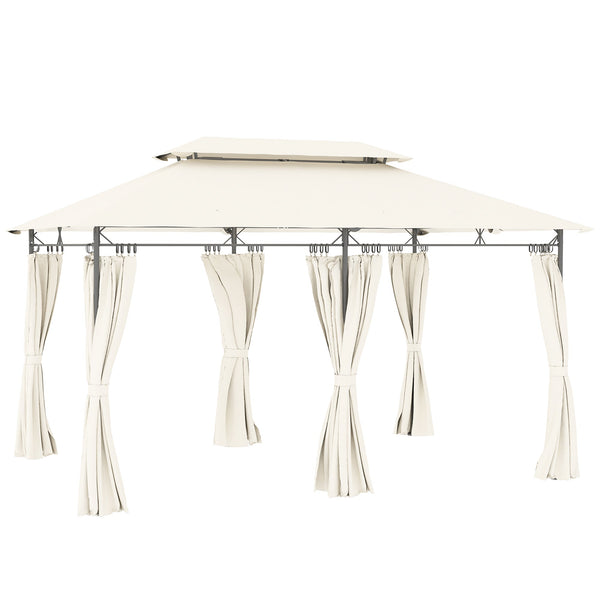 Gazebo da Giardino 397x297x265 cm con Tende Rimovibili e Struttura in Metallo Crema sconto